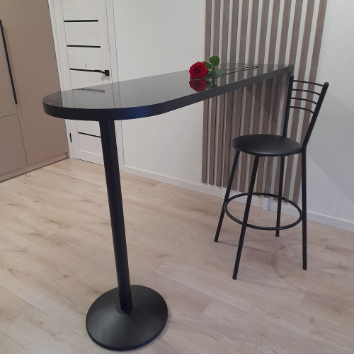 Барная стойка БС-2Ч Мрамор черный глянец, 110х50