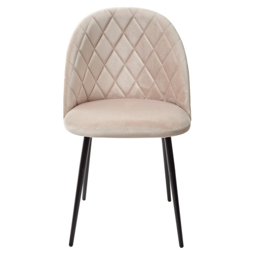 Стул НИРВАНА, цвет светло-бежевый B-02, велюр / черный каркас М-City