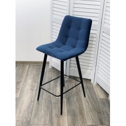 Полубарный стул CHILLI-QB синий #29, велюр / черный каркас (H=66cm) М-City