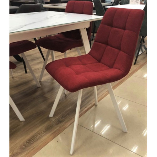 Стул CHILLI SQUARE UF860-16B красный, ткань/ белый каркас М-City