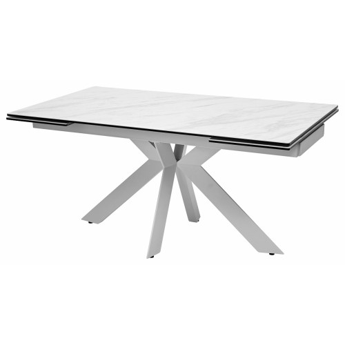 Стол BELLUNO 160 MARBLES KL-99 Белый мрамор матовый, итальянская керамика/ белый каркас М-City