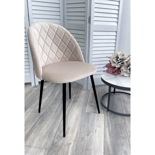 Стул НИРВАНА, цвет светло-бежевый B-02, велюр / черный каркас М-City