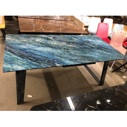 Стол Франк 180 АКВАМАРИН, стекло / АКВАМАРИН-ЧЕРНЫЙ М-City