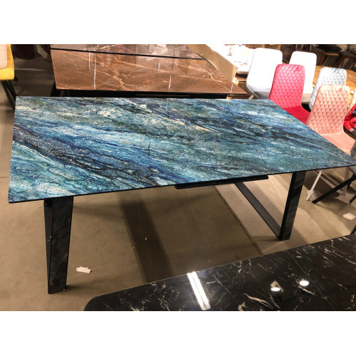 Стол Франк 180 АКВАМАРИН, стекло / АКВАМАРИН-ЧЕРНЫЙ М-City