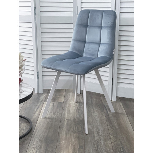 Стул CHILLI SQUARE G108-56 пудровый синий/ белый каркас, велюр М-City