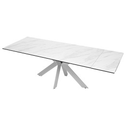 Стол BELLUNO 160 MARBLES KL-99 Белый мрамор матовый, итальянская керамика/ белый каркас М-City