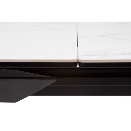 Стол CREMONA 140 HIGH GLOSS STATUARIO Белый мрамор глянцевый, керамика/ черный каркас М-City