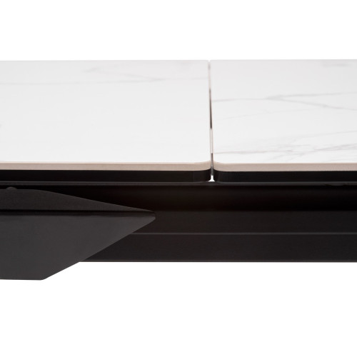 Стол CREMONA 140 HIGH GLOSS STATUARIO Белый мрамор глянцевый, керамика/ черный каркас М-City