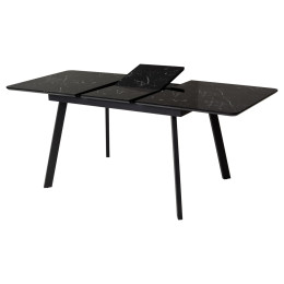 Стол АРУБА 140 ЧЕРНЫЙ МРАМОР, стекло / ЧЕРНЫЙ М-City