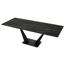 Стол Ниагара 160 Обсидиан, керамика / черный каркас М-City