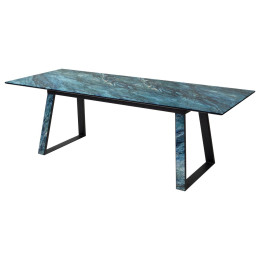 Стол Франк 180 АКВАМАРИН, стекло / АКВАМАРИН-ЧЕРНЫЙ М-City