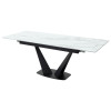 Стол Ниагара 140 БЕЛЫЙ МРАМОР, стекло / ЧЕРНЫЙ, М-City