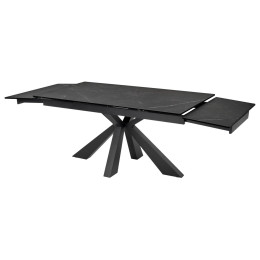 Стол ALEZIO 160 KL-135 Темно-серый мрамор матовый, итальянская керамика/ BLACK М-City