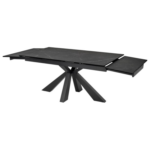 Стол ALEZIO 160 KL-135 Темно-серый мрамор матовый, итальянская керамика/ BLACK М-City