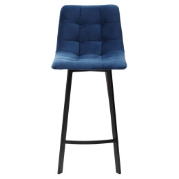 Полубарный стул CHILLI-QB SQUARE синий #29, велюр / черный каркас (H=66cm) М-City