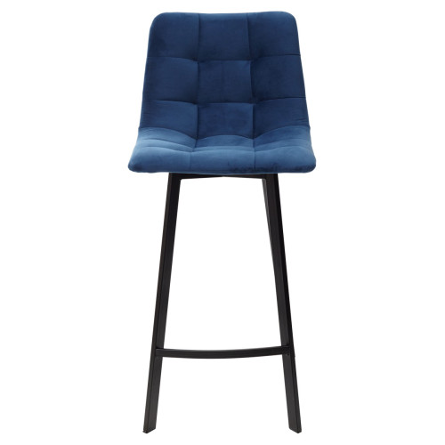 Полубарный стул CHILLI-QB SQUARE синий #29, велюр / черный каркас (H=66cm) М-City