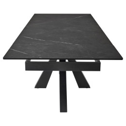 Стол ALEZIO 160 KL-135 Темно-серый мрамор матовый, итальянская керамика/ BLACK М-City