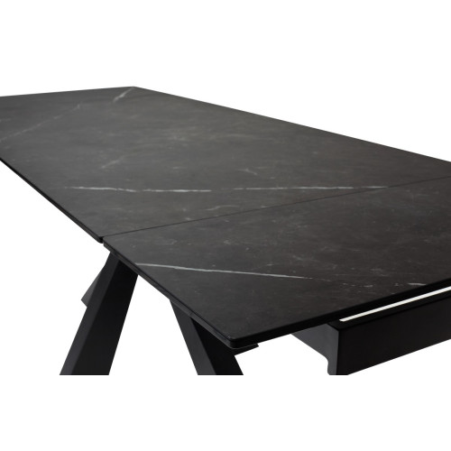 Стол ALEZIO 160 KL-135 Темно-серый мрамор матовый, итальянская керамика/ BLACK М-City
