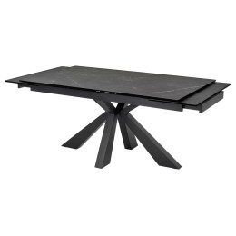 Стол ALEZIO 160 KL-135 Темно-серый мрамор матовый, итальянская керамика/ BLACK М-City
