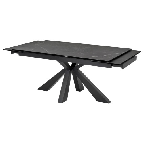 Стол ALEZIO 160 KL-135 Темно-серый мрамор матовый, итальянская керамика/ BLACK М-City
