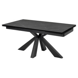 Стол ALEZIO 160 KL-135 Темно-серый мрамор матовый, итальянская керамика/ BLACK М-City