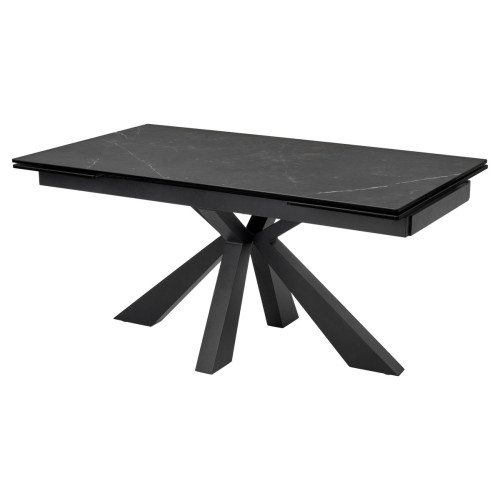 Стол ALEZIO 160 KL-135 Темно-серый мрамор матовый, итальянская керамика/ BLACK М-City