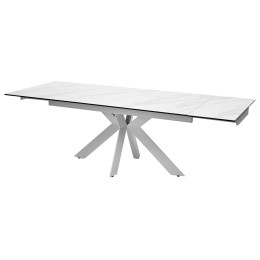 Стол BELLUNO 160 MARBLES KL-99 Белый мрамор матовый, итальянская керамика/ белый каркас М-City