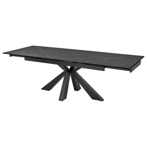 Стол ALEZIO 160 KL-135 Темно-серый мрамор матовый, итальянская керамика/ BLACK М-City