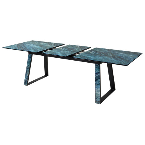 Стол Франк 180 АКВАМАРИН, стекло / АКВАМАРИН-ЧЕРНЫЙ М-City