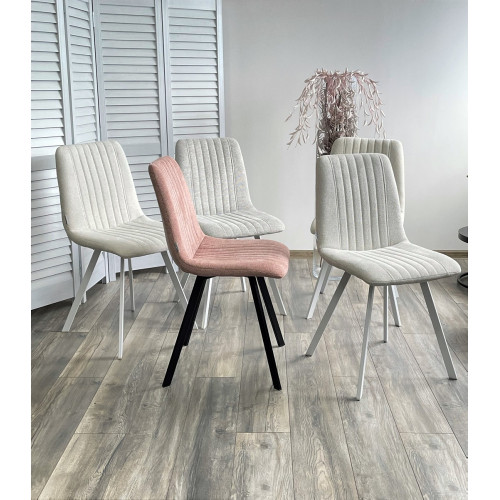 Стул ELVIS WZ2042-01 молочный фактурный велюр / белый каркас М-City