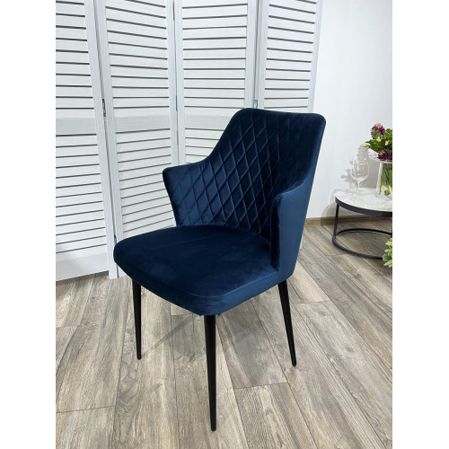 Стул HERMAN СИНИЙ #29, велюр / черный каркас М-City