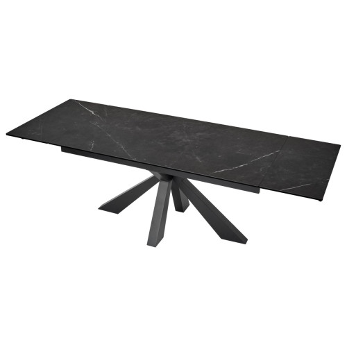 Стол ALEZIO 160 KL-135 Темно-серый мрамор матовый, итальянская керамика/ BLACK М-City