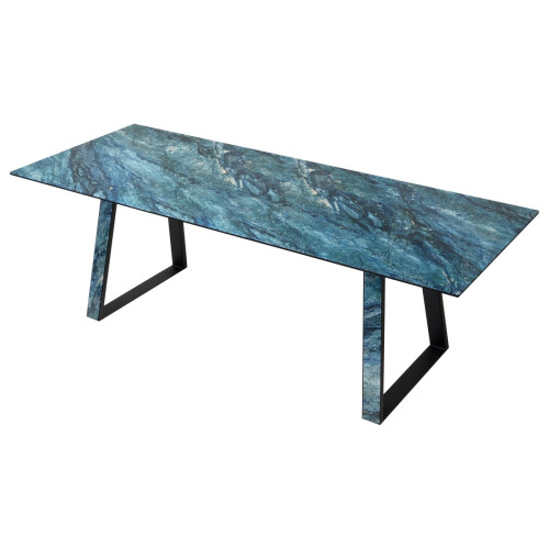 Стол Франк 180 АКВАМАРИН, стекло / АКВАМАРИН-ЧЕРНЫЙ М-City