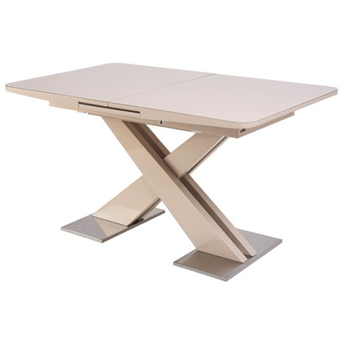 Стол CONTI 140 BEIGE GLASS бежевый глянец М-City