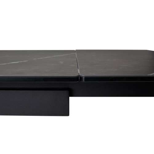 Стол ALEZIO 160 KL-135 Темно-серый мрамор матовый, итальянская керамика/ BLACK М-City