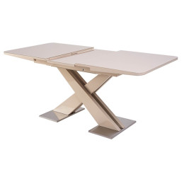 Стол CONTI 140 BEIGE GLASS бежевый глянец М-City