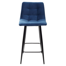 Полубарный стул CHILLI-QB синий #29, велюр / черный каркас (H=66cm) М-City