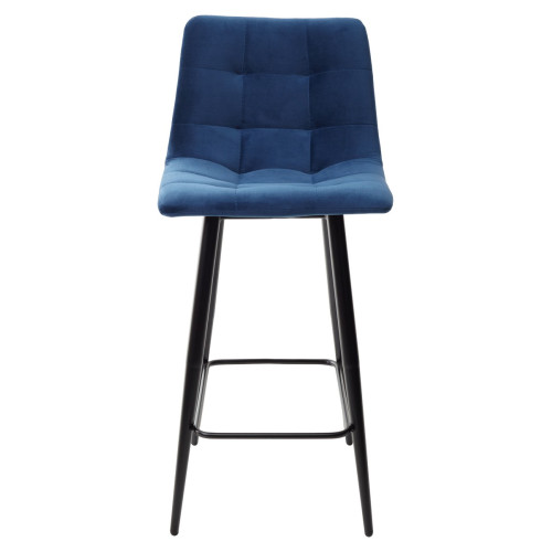 Полубарный стул CHILLI-QB синий #29, велюр / черный каркас (H=66cm) М-City