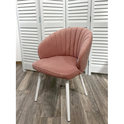 Стул Зефир Teddy 026 Розовый, велюр/белый каркас M-City