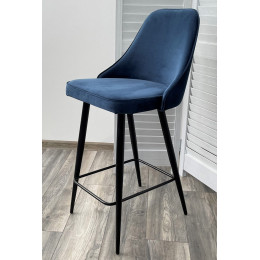 Полубарный стул NEPAL-PB СИНИЙ #29, велюр/ черный каркас (H=68cm) М-City