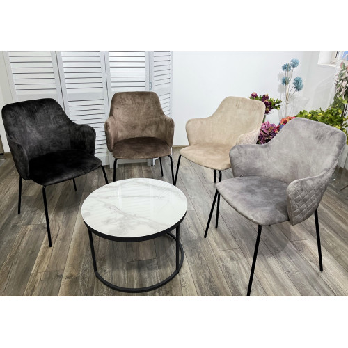 Стул AMARETTO VBP208 античный серо-бежевый/ черный каркас, М-City