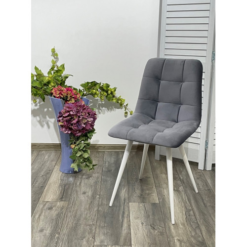 Стул CHILLI-Q серый #27, велюр / белый каркас М-City