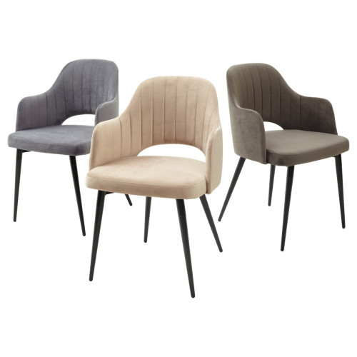 Стул FANTINE-LA СЕРЫЙ #27, велюр / черный каркас М-City