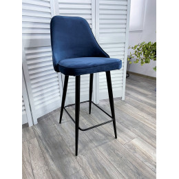 Полубарный стул NEPAL-PB СИНИЙ #29, велюр/ черный каркас (H=68cm) М-City