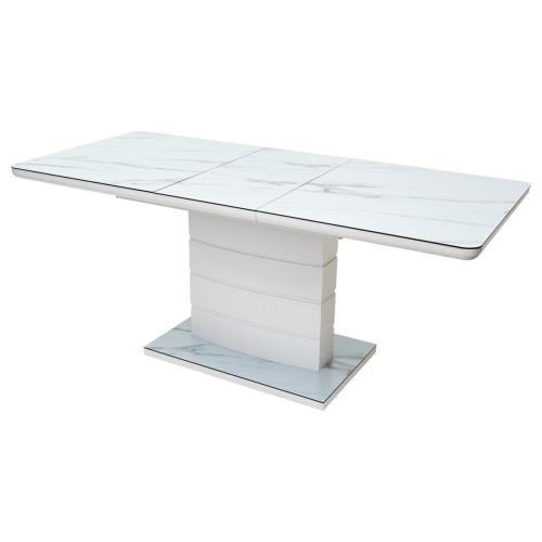 Стол ALTA 120 GREY-WHITE MARBLE/ WHITE глазурованное стекло М-City