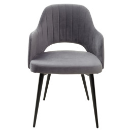 Стул FANTINE-LA СЕРЫЙ #27, велюр / черный каркас М-City