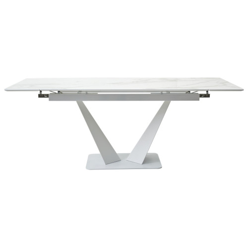 Стол Ниагара 140 Белый мрамор, стекло / белый каркас М-City