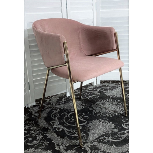Стул DILL BLUVEL-52 PINK, велюр/ золотой каркас, М-City