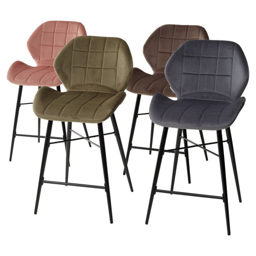 Полубарный стул MARCEL BLUVEL-52 PINK (H=65cm), велюр М-City