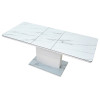 Стол ALTA 120 GREY-WHITE MARBLE/ WHITE глазурованное стекло М-City